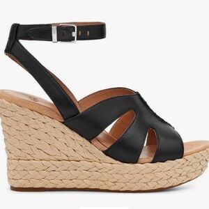 UGG Black and Tan Wedge Sandals